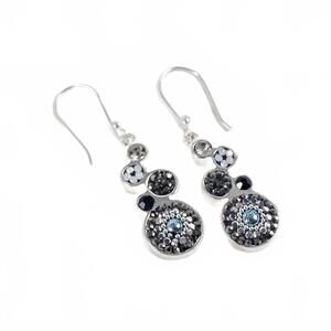 NEW MOSAICO women's austrian crystals moon earrings in silver